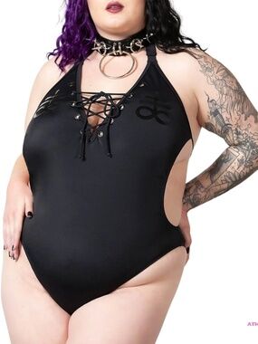 NWT Killstar Doro Monokini One-Piece Black Swimsuit Plus Size 3X